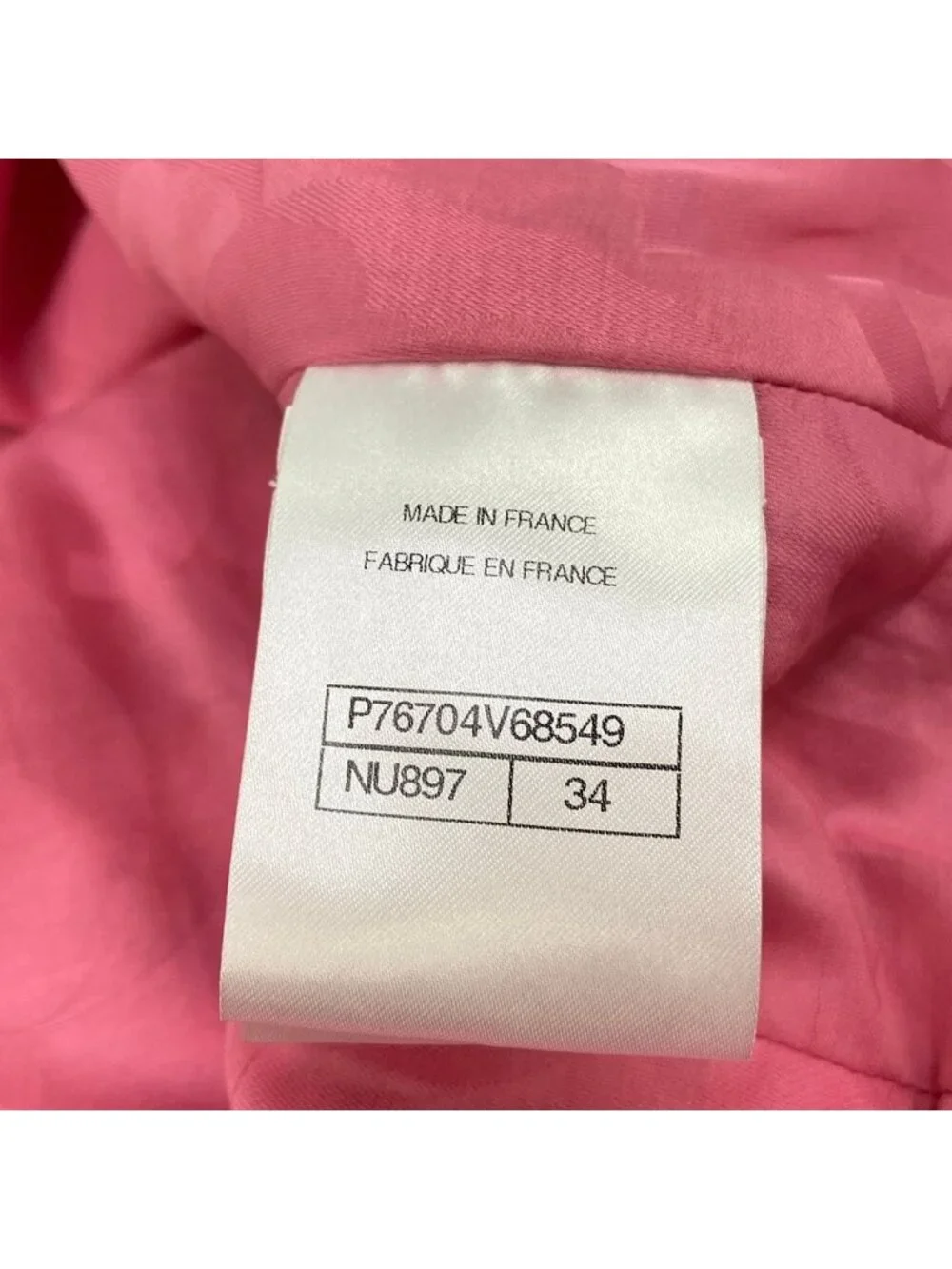 Chanel Coat 34 S Pink Tweed Plaid Rhinestone CC Logo Button Fall Winter Cotton